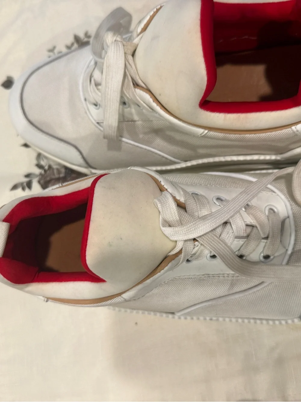 Christian Louboutin White Sneakers with Red Inner Trim - Picture 6 of 7